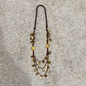 Elegant Gold and Brown Layered Necklace